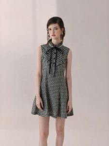 AIVEI | Sweet Style Petite Check Pattern Sleeveless Dress