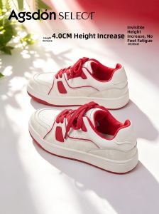 Agsdon | Thick-soled Lace-up Height-increasing White Shoes