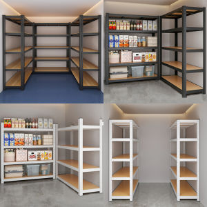 KOME LIFE ชั้นวางของ ชั้นวางสินค้า ชั้นวางของครัค 4/5/6ชั้น สแตนเลส+ไม้ ชั้นวางสแตนเลส ชั้นวางสินค้า ชั้นวางของในห้องนั่งเล่น ชั้นวางสินค้า รับน้ำหนัก 300 กก.