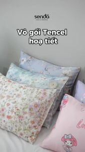 Vỏ gối nằm lụa TENCEL cao cấp SEN ĐÁ 50x70 45x65 cm họa tiết áo gối giữ độ ẩm bảo vệ làn da ko ma sát nâng niu mái tóc