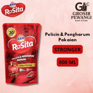 BRM Rosita Pelicin dan Pewangi Pakaian Refill 800ml Varian Merah Stronger - Pewangi Mawar Laundry Berkah Rosita Mandiri - Parfum Laundry Murah