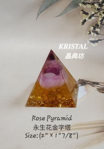 Rose Pyramid + Gemstone/永生花+水晶石