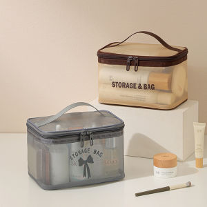 Large Capacity Mesh Travel Toiletry Bag Handheld Convenient Makeup Bag Womens Multi-functional New Model 2025 Storage Organizer