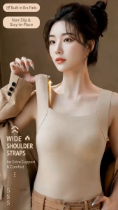 Women Seamless Built-In Bra Camisole Tank Top Padded Innerwear Wireless Slim Fit Summer Vest Sleeveless Comfort Top Nude Tanks Camisoles Clothing Tops