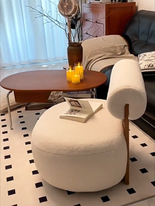 Ghế Sofa Decor Bo Tròn Lưng Tựa Thấp – Ghế Thư Giãn Lông Cừu Sherpa Phong Cách Bắc Âu Hiện Đại