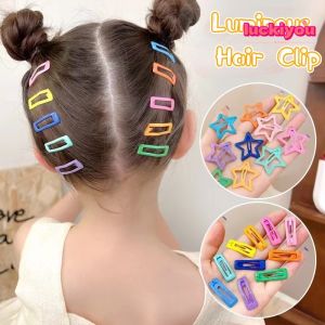 [ Featured ]  Y2k Luminous Five-pointed Star Metal BB Barrettes Candy Color Sweet Side Bangs Geometric Waterdrop Hairpin for Girls
