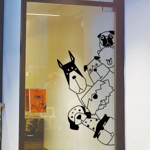Pet Shop Funny Dog Peeping Glass Showcase Door Decorative Bathroom Shower Door Cartoon Animal Stickers
