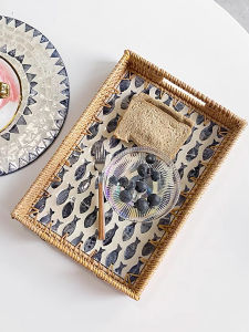 Handcrafted Natural Wicker Rectangular Tray Tea Plate Simple And Genuine Craftsmanship Dining Utensils Tableware