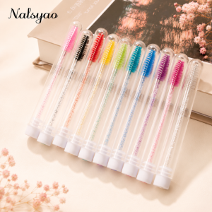 Lash Brush Applicators Makeup Tools 50Pcs Eyelash Brush Tubes With Crystal Lash Mascara Wands Eyebrow Comb Spoolies Container