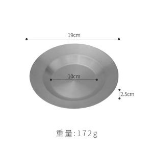 Korean Style Stainless Steel round Plate Golden Western Steak Plate Creative Soup Plate Salad Plate Deep Dish Pasta Plate