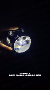 GANDALF Biled Double Laser 2.5 Inch Putih Lensa Biru Fan Bi-LED Projector 18V 65W Kipas