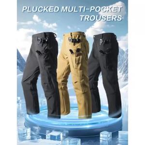 Mens Winter Tactical Pants Multi-Pocket Outdoor Combat Waterproof Cargo Travel Sports Workwear Casual Trousers