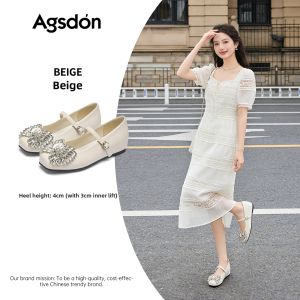 Agsdon | Mary Jane Style Comfortable Summer French Womens Flat Heel Pumps