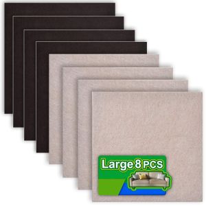 8 Pack - 2 Colors Self Adhesive Square Furniture Felt Pad Surface Protector for Hardwood Tile Laminated Floor