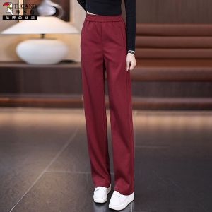 Red Straight Leg Sports Pants Women Casual Wide Leg Trousers Spring Autumn New Style Comfortable Breathable High Waist TUCANO