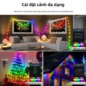 Đèn LED Rèm Cửa Điều Khiển Bằng Ứng Dụng USB Đèn Dây Trang Trí Giáng Sinh Phòng Ngủ Sinh Nhật Lễ Hội Tiệc Tùng