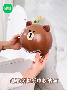 TEMPAT TISU ROLL LEMBARAN MODEL BULAT KEPALA BROWN TANPA PAKU LUCU