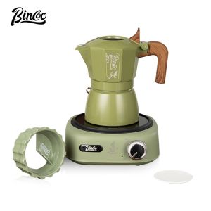 BINCOO อุปกรณ์ชงกาแฟวาล์วคู่สำหรับชุดหม้อกาแฟหม้อโมก้าเครื่องบดกาแฟมือสำหรับโฮมออฟฟิศกลางแจ้ง2ถ้วย