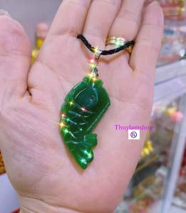 Mặt dây chuyền cá chép hoá rồng đá cẩm thạch may mắn tài lộc tặng kèm dây đeo cổ