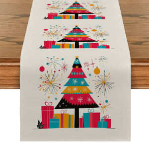 Christmas Tree Pattern Table Runner Kitchen & Dining Table Decor Washable & Versatile for Indoor & Outdoor Use