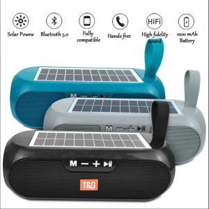 TG182 Solar Boombox Outdoor Wireless Speaker 10W USB Portable Column Loudspeaker Waterproof Support TF Card FM Radio Aux Input