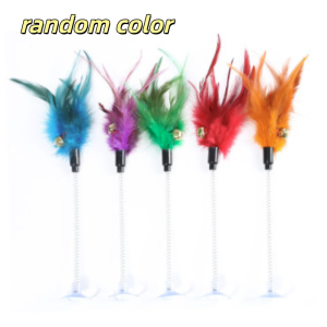 Spring Cat Toy Interactive Suction Cup with Spring Mouse Feather Pet Toy Random Color Cat Accessories