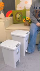 EVE YOOS ถังขยะ ถังขยะพลาสติก ทรงสูง ถังขยะเหยียบ เปิดใช้งาน 2 ระบบ กดเปิดมือ - เหยีบเปิดเท้า ถังขยะมินิมอล เหนียว ไม่แตกหักง่าย มี 6 ขนาด พร้อมส่ง