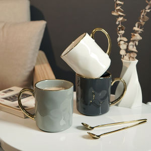 Luxurious Ceramic Mug for Coffee Tea Cup with Golden Rim