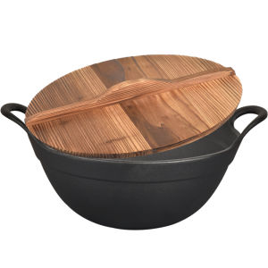 Deep Frying Pan Cast Iron Uncoated Non-Stick Old Style Large Stew Pot for Home Use Iron Body Double Ear Cooking Utensil