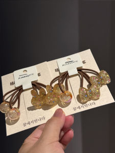 Childrens Hair Ties Flashing Cartoon Girl Long Head Ropes Korean Style Brown Series Student Hair Accessories Hair Bands