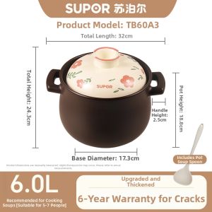 Supor | Heat-Resistant Ceramic Pot for Home Use