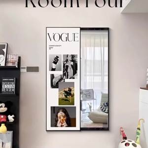 Full body mirror wall mount mirror with rack wall mirror full length wall mirror full length mirror with storage fashion magazine High sense invisible dressing mirror wall hanging 镜子全身