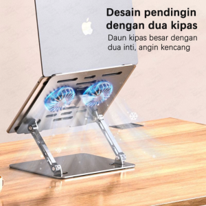 **【Roda 360° + Ketinggian Disesuaikan】Pendingin Laptop Kipas Turbo Ganda Aluminium Cocok untuk Tablet**