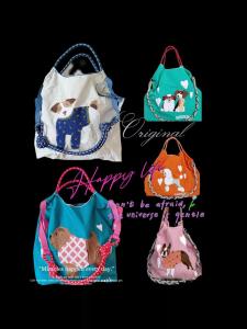 Niche Style Japanese Cute Dog Large Capacity Towel Embroidery Eco-friendly Bag Embroider One Shoulder Crossbody Bag Satchel Shopping Bag