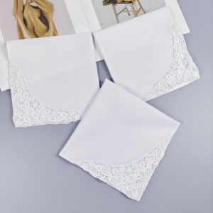 35CM/13.7IN inch pure white high-density cotton lace cotton handkerchief for bridesmaid dresses wedding decoration 2PCS in weddi