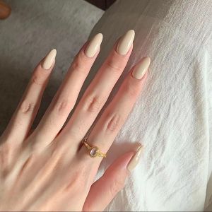Handmade Short Wearing False Nails Pure Color Dessert Milk White Finished Patch Spring Summer Pregnant Students Nail False Nails