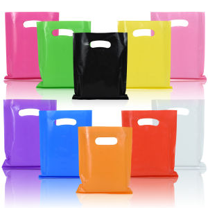 10/20pcs Multicolor Plastic Handle Bags Wedding Birthday Party Candy Goodie Gift Packaging Bag Business Retail Bags with Handles