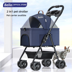 Bello Pet stroller Detachable Lightweight Small Foldable Pet stroller Cart Pusher Dog Portable Cat Bag Separation Cage Small Pet Cart