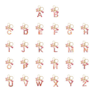 【NEW】 Letter A-Z Keychain Alphabet Letter Keychain Cute Car Keychain Pink Tassel Butterfly Key Ring for Wallet Purses