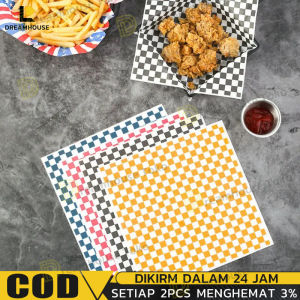 200Pcs 30×30mm Food Wrapper / Kertas Nasi Motif Grid / Kertas Burger