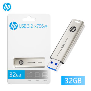 HP | HP Flash Drive USB 3.2 X796W 32GB 64GB 128GB 256GB High-Speed Up To 120MB/s Push-Pull Metal Pendrive for Laptop PC Computer