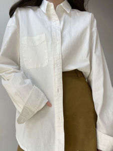 Blue Shirt Jacket Outerwear Womens Autumn 2025 New Layering Inner French Design Sensation Niche Shirt Korean Style Loose Fit