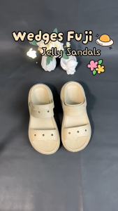 DERTA Sandal Wanita Baim Wedges - Tali Adjustable Dekor Kodok Jibbitz Bahan Import Nyaman 35-40