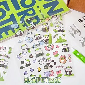 1 Sheet Cute PET Stickers Water Cup/Phone Case/Glass Lunch Box/Stationery Panda Stickers 水杯/手机壳/玻璃饭盒/文具熊猫贴纸手机壳/玻璃饭盒贴纸