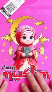 baju kaos lengan panjang muslim perempuan bahan katun sablon DTF anak hingga remaja