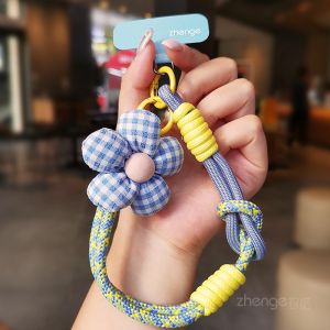 สายโทรศัพท์แบบสั้นทนทาน สร้อยข้อมือผ้าปะการังลายดอกไม้ สร้อยคอโทรศัพท์แบบถอดได้ ผลิตจากเส้นใยไนลอน สายสะพายไหล่แบบถอดได้สำหรับเด็กและเยาวชน