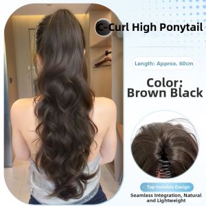 XIAOQI | High Ponytail Long Curly Hair With Clips