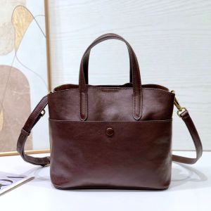 SHUCAI | Women Real Retro Vintage Vegetable Tanned Leather Handbag Luxury Designer Brand Ladies Shoulder Crossbody Bucket Tote Bag 2026