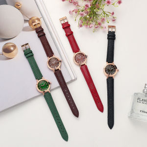 Luckylina มาใหม่แฟชั่นนาฬิกาของผู้หญิงขนาดโรมันปฏิทินสายหนังนาฬิกาควอทซ์กันน้ำสบายๆนักศึกษาสาวนาฬิกาข้อมือ