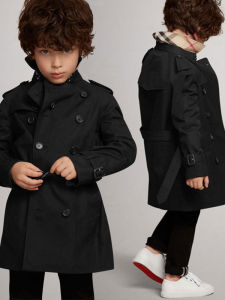 Foreign Trade Childrens Wear Boys Trench Coat Spring and Autumn Clothing British Style Kids Overcoat Children Girls Wind Coat Mid Length Long Length